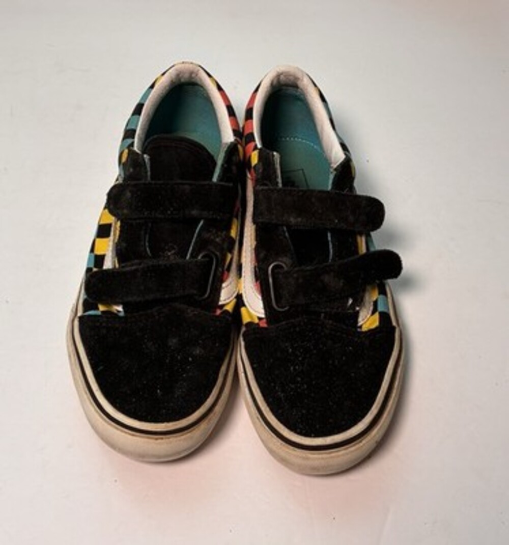 VANS Old Skool V Neon Glow Checkerboard Youth Size 3 Skate Shoes - Picture 7 of 11